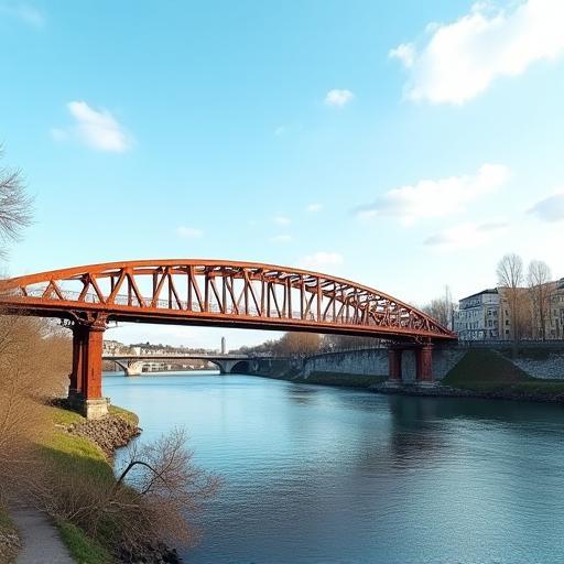 Pont piéton acier sur le Rhône